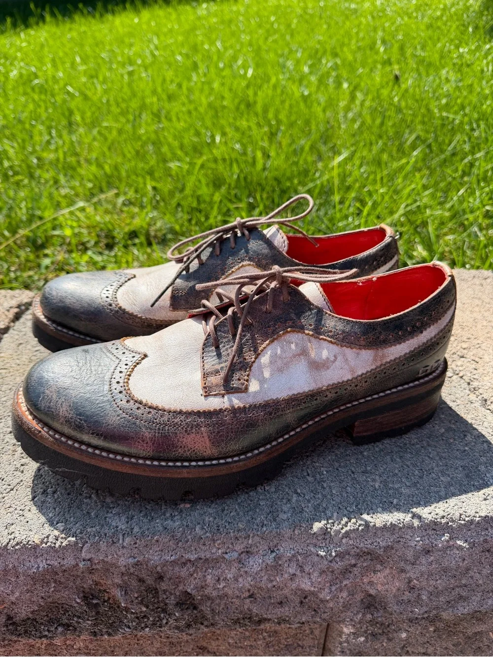 Bed Stu Lita Oxford Wingtips Distressed black Vintage Leather Sz 11